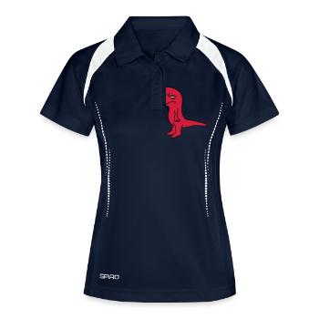 trauriger gelangweilter lustloser genervter dino - Frauen Polo atmungsaktiv - Navy/Weiß - Vorne