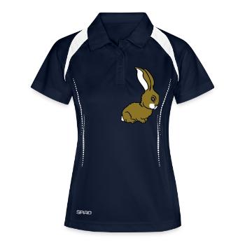 lapin lapin mignon mignon petit câlin amical - Polo respirant Femme - marine/blanc - Devant