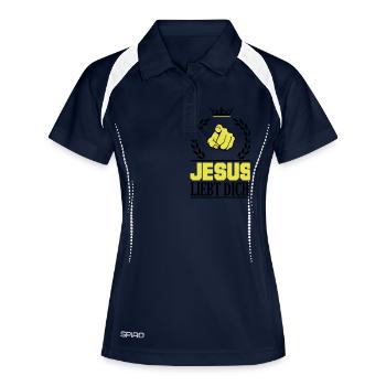 jesus_liebt_dich_002 - Frauen Polo atmungsaktiv - Navy/Weiß - Vorne