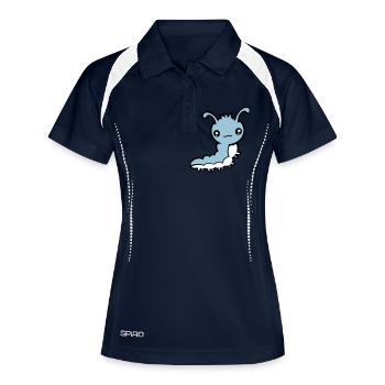 Chenille mignonne petite larve amicale ver heureux - Polo respirant Femme - marine/blanc - Devant