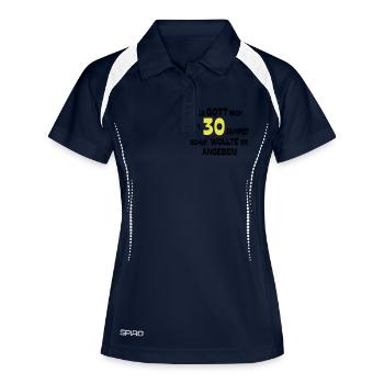 Als Gott mich 30 Jahre Geburtstag Lustig Spruch - Frauen Polo atmungsaktiv - Navy/Weiß - Vorne