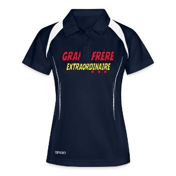 Grand Frère EXTRAORDINAIRE - Polo respirant Femme - marine/blanc - Devant