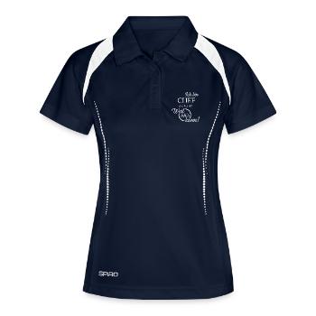 Ich bin Chef. Warum? Weil ichs kann! - Frauen Polo atmungsaktiv - Navy/Weiß - Vorne