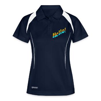 Hello! - Frauen Polo atmungsaktiv - Navy/Weiß - Vorne