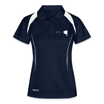 Grimpeur sur un sentier Heartbeat - Polo respirant Femme - marine/blanc - Devant