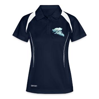 Wolkenstraße Segelflieger Segelflugzeug Geschenk - Frauen Polo atmungsaktiv - Navy/Weiß - Vorne