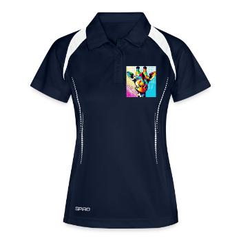 Girafe Pop Art - Polo respirant Femme - marine/blanc - Devant