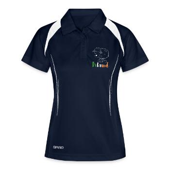 Irland Schaf (bunte Version) - Frauen Polo atmungsaktiv - Navy/Weiß - Vorne