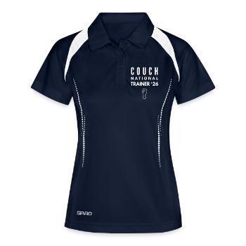 Couch National Trainer '26|Sport Fan Shirt Fußball - Frauen Polo atmungsaktiv - Navy/Weiß - Vorne