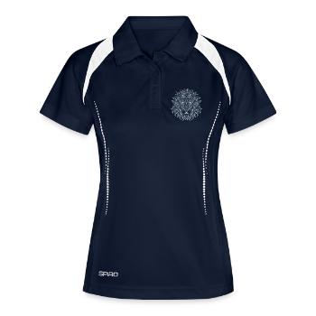 lion roi lion blanc Contour Mandala Motif tête - Polo respirant Femme - marine/blanc - Devant