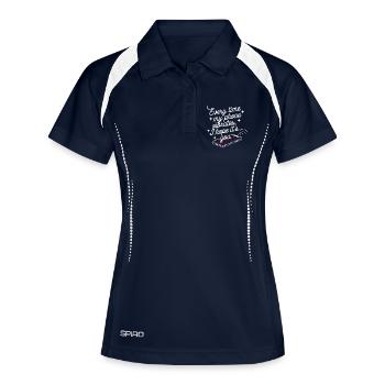 Simple Vibes – Sauberes Telefontext-Design mit Herzen - Frauen Polo atmungsaktiv - Navy/Weiß - Vorne