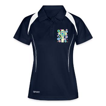 Croix Jésus Croix Fleurs Coeur Coeurs Croix - Polo respirant Femme - marine/blanc - Devant