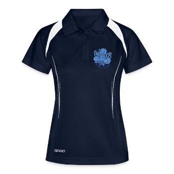 In April we wear Blue - Frauen Polo atmungsaktiv - Navy/Weiß - Vorne