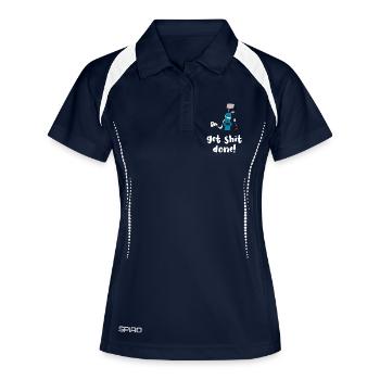 get shit done toilette klo kinder erziehung - Frauen Polo atmungsaktiv - Navy/Weiß - Vorne