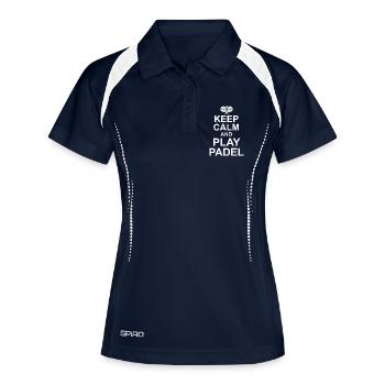 Keep Calm And Play  Padel | Lustiges Padel - Frauen Polo atmungsaktiv - Navy/Weiß - Vorne