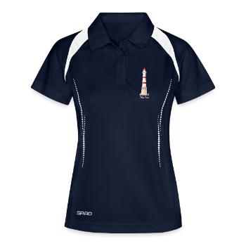 Malmö alter Leuchtturm, Malmö Inre, Schweden - Frauen Polo atmungsaktiv - Navy/Weiß - Vorne