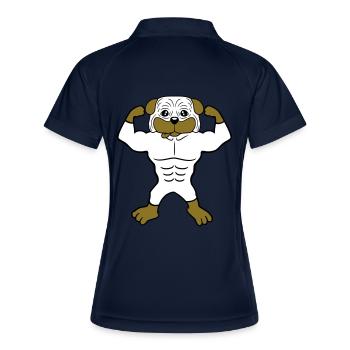 Dog Bodybuilder Strong Muscles Gym Weightlifting - Women's Polo breathable - navy/white - Back