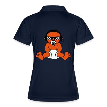 Baby Cooles Sitzendes DJ Süßes Kleinkind Party Fun - Frauen Polo atmungsaktiv - Navy/Weiß - Hinten
