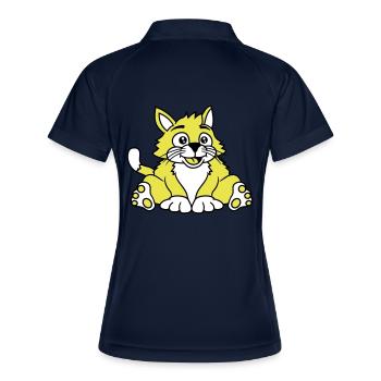 chat assis mignon heureux gros chaton - Polo respirant Femme - marine/blanc - Dos