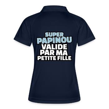 super papinou validé par ma petite fille - Polo respirant Femme - marine/blanc - Dos