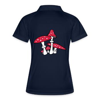 Pilze - Frauen Polo atmungsaktiv - Navy/Weiß - Hinten