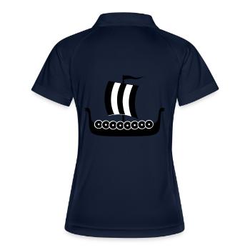 wikingerschiff_vektor - Frauen Polo atmungsaktiv - Navy/Weiß - Hinten