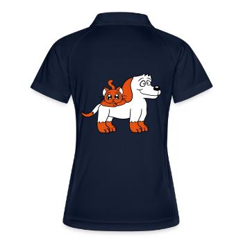 Chien Chat Deux Amis Équipe Chaton 2 Duo Équipage - Polo respirant Femme - marine/blanc - Dos