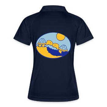 2 Tortues Plage Couple Amoureux Embrasser Mer - Polo respirant Femme - marine/blanc - Dos