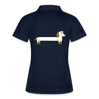 Hund Langer Dackel Lustig Langgezogen Cool Cartoon - Frauen Polo atmungsaktiv - Navy/Weiß - Hinten
