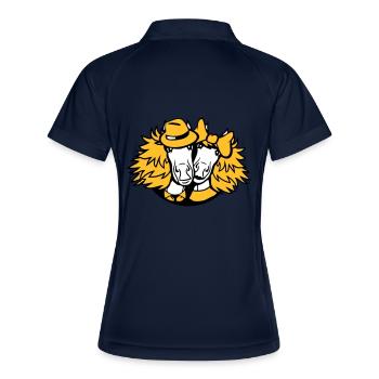 2 Pferd Hut Mann Mädchen Liebespaar Valentinstag - Frauen Polo atmungsaktiv - Navy/Weiß - Hinten
