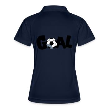 Fußball Ziel! FUSSBALL! - Frauen Polo atmungsaktiv - Navy/Weiß - Hinten