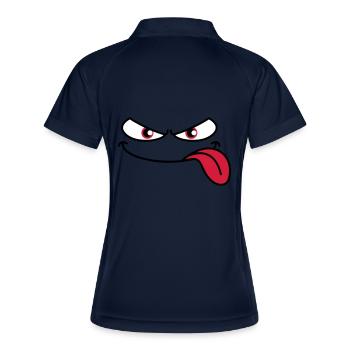 Evil-looking cartoon face tongue sticking out - Women's Polo breathable - navy/white - Back