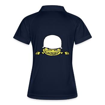 wand mauer gesicht kopf soldat tarnmuster krieg ar - Frauen Polo atmungsaktiv - Navy/Weiß - Hinten