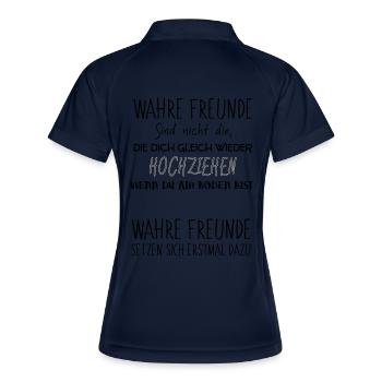 Wahre Freunde Beste Freundin Geschenk - Frauen Polo atmungsaktiv - Navy/Weiß - Hinten