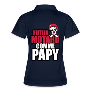 futur motard comme papy - Polo respirant Femme - marine/blanc - Dos