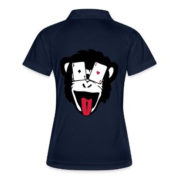 Affe Gorilla Affe Poker tete5 - Frauen Polo atmungsaktiv - Navy/Weiß - Hinten
