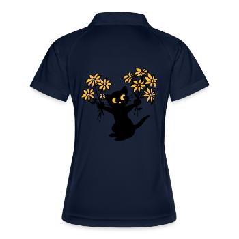 The cat with flowers - Women's Polo breathable - navy/white - Back