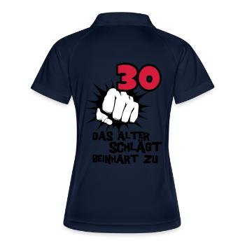 30. Geburtstag: Das Alter schlägt beinhart zu - Frauen Polo atmungsaktiv - Navy/Weiß - Hinten
