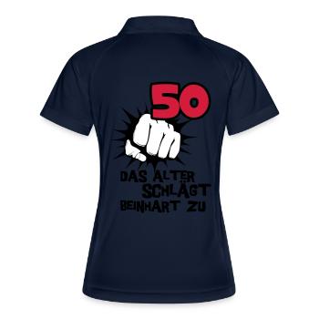 50. Geburtstag: Das Alter schlägt beinhart zu - Frauen Polo atmungsaktiv - Navy/Weiß - Hinten