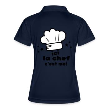 c'est moi(la chef) - Polo respirant Femme - marine/blanc - Dos