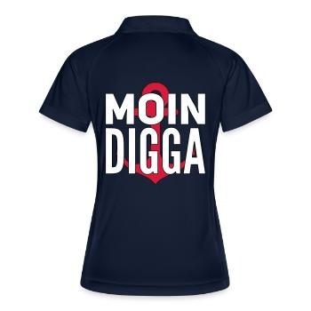 Moin Digga Hamburg - Frauen Polo atmungsaktiv - Navy/Weiß - Hinten