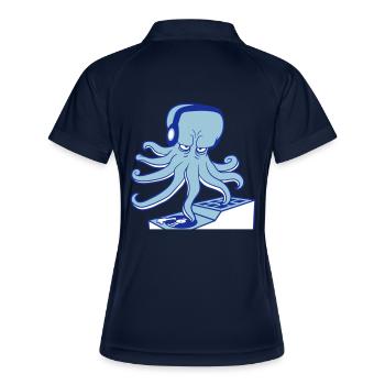 Kraken Monster DJ Tintenfisch Oktopus Mischpult - Frauen Polo atmungsaktiv - Navy/Weiß - Hinten