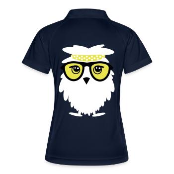 Weise Eule - Frauen Polo atmungsaktiv - Navy/Weiß - Hinten