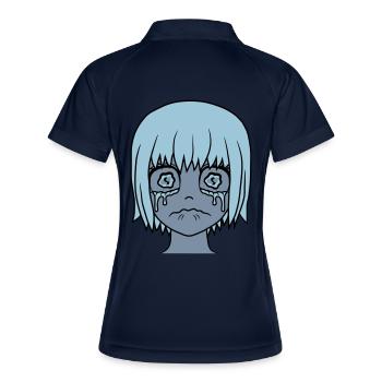 Visage de fille triste et malheureuse - Polo respirant Femme - marine/blanc - Dos