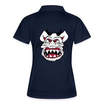 Demon Monster Cat Halloween Horror Devil Horns - Women's Polo breathable - navy/white - Back