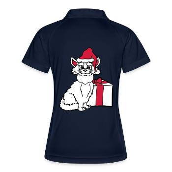 Santa Claus Cat Winter Christmas Gift - Women's Polo breathable - navy/white - Back