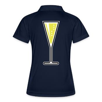 XSektglas (Sekt / Trichter / Zu / 3C) - Frauen Polo atmungsaktiv - Navy/Weiß - Hinten