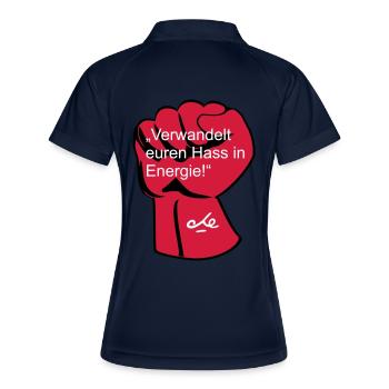 "Verwandelt euren Hass in Energie", Che - Frauen Polo atmungsaktiv - Navy/Weiß - Hinten
