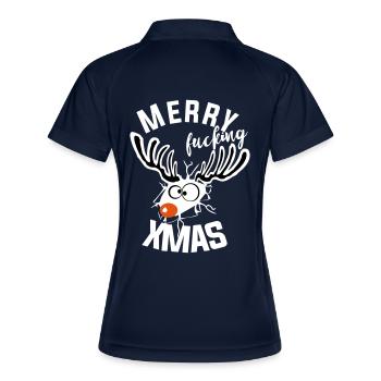 putain de noël noël renne drôle moche - Polo respirant Femme - marine/blanc - Dos