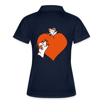 großes Herz - Frauen Polo atmungsaktiv - Navy/Weiß - Hinten